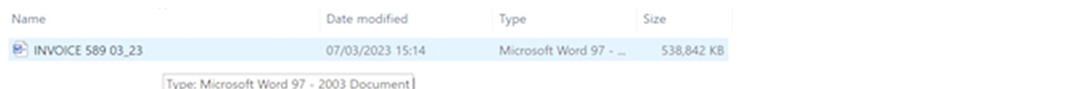 Figure 3. Malicious document with a file size of approximately 500MB